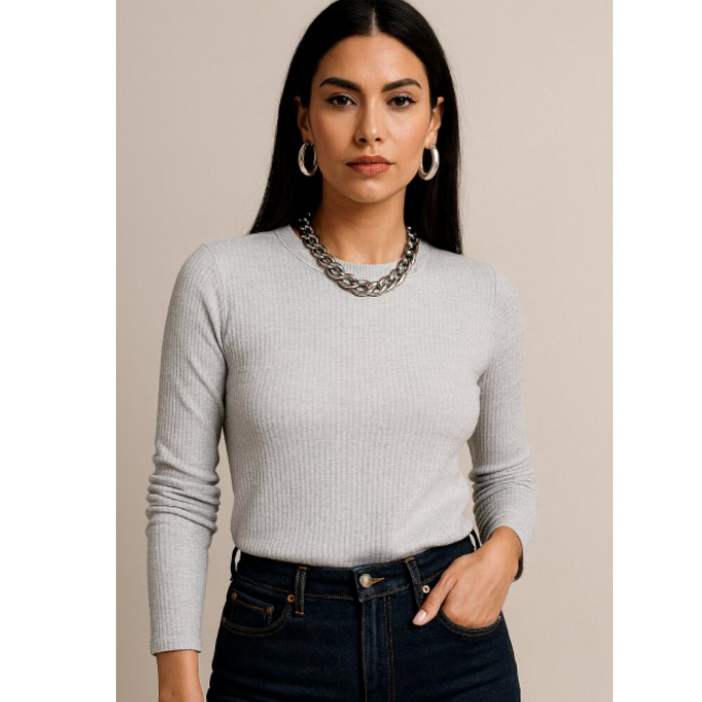 NWOT Express light gray long sleeve crew neck sweater- size S